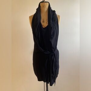 Ann Demeulemeester black draped versatile tunic minidress